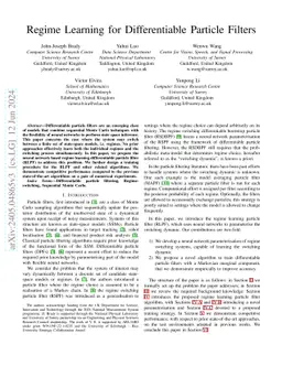 Regime Learning for Differentiable Particle Filters