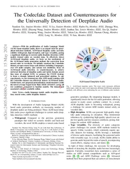 The Codecfake Dataset and Countermeasures for the Universally Detection
  of Deepfake Audio