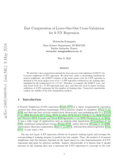 Fast Computation of Leave-One-Out Cross-Validation for $k$-NN Regression