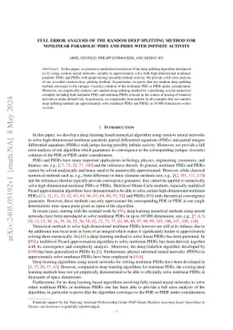 Full error analysis of the random deep splitting method for nonlinear parabolic PDEs and PIDEs
