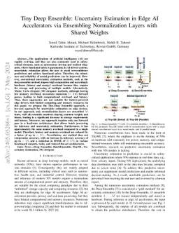 Tiny Deep Ensemble: Uncertainty Estimation in Edge AI Accelerators via
  Ensembling Normalization Layers with Shared Weights