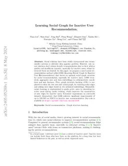 Learning Social Graph for Inactive User Recommendation