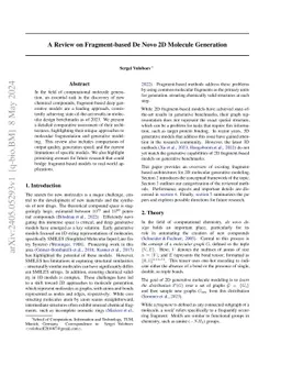 A Review on Fragment-based De Novo 2D Molecule Generation
