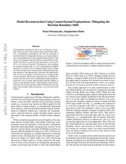 Model Reconstruction Using Counterfactual Explanations: Mitigating the
  Decision Boundary Shift