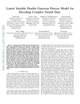 Latent Variable Double Gaussian Process Model for Decoding Complex
  Neural Data
