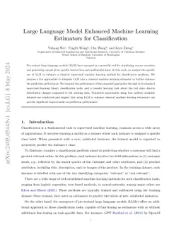 Large Language Model Enhanced Machine Learning Estimators for
  Classification
