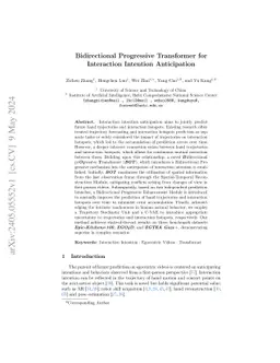 Bidirectional Progressive Transformer for Interaction Intention
  Anticipation