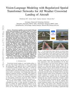 Vision-Language Modeling with Regularized Spatial Transformer Networks
  for All Weather Crosswind Landing of Aircraft