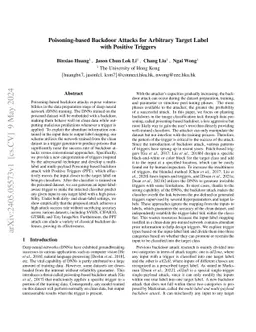 Poisoning-based Backdoor Attacks for Arbitrary Target Label with
  Positive Triggers