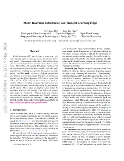 Model Inversion Robustness: Can Transfer Learning Help?