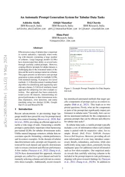 An Automatic Prompt Generation System for Tabular Data Tasks