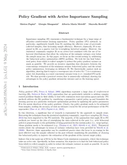 Policy Gradient with Active Importance Sampling