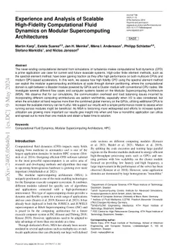 Experience and Analysis of Scalable High-Fidelity Computational Fluid
  Dynamics on Modular Supercomputing Architectures