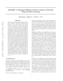 SubGDiff: A Subgraph Diffusion Model to Improve Molecular Representation
  Learning