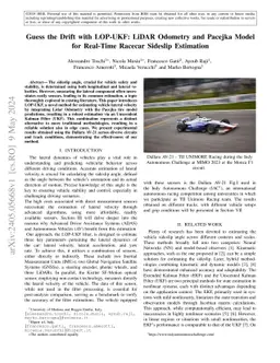 Guess the Drift with LOP-UKF: LiDAR Odometry and Pacejka Model for
  Real-Time Racecar Sideslip Estimation