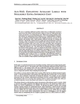 Aux-NAS: Exploiting Auxiliary Labels with Negligibly Extra Inference
  Cost