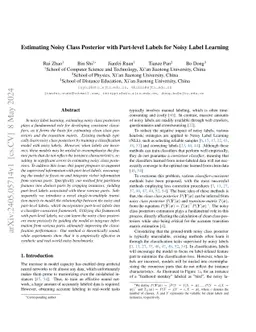Estimating Noisy Class Posterior with Part-level Labels for Noisy Label
  Learning