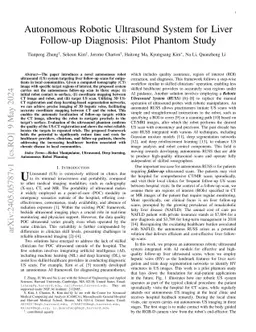 Autonomous Robotic Ultrasound System for Liver Follow-up Diagnosis:
  Pilot Phantom Study