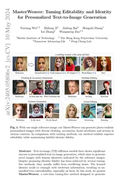 MasterWeaver: Taming Editability and Face Identity for Personalized
  Text-to-Image Generation