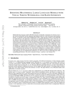 Boosting Multimodal Large Language Models with Visual Tokens Withdrawal for Rapid Inference