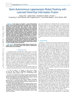 Semi-Autonomous Laparoscopic Robot Docking with Learned Hand-Eye
  Information Fusion