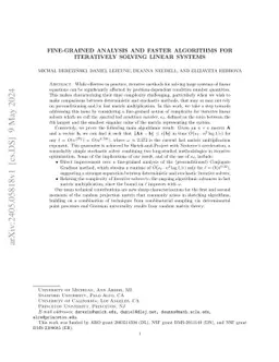 Fine-grained Analysis and Faster Algorithms for Iteratively Solving Linear Systems