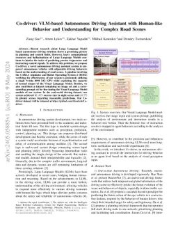 Co-driver: VLM-based Autonomous Driving Assistant with Human-like
  Behavior and Understanding for Complex Road Scenes