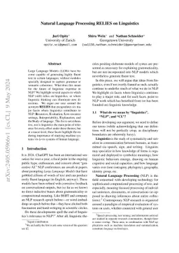 Natural Language Processing RELIES on Linguistics