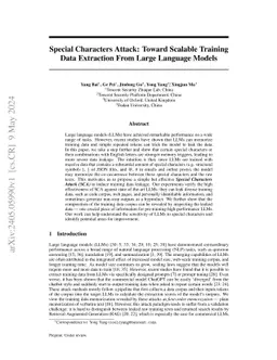 Special Characters Attack: Toward Scalable Training Data Extraction From
  Large Language Models