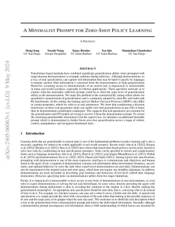 A Minimalist Prompt for Zero-Shot Policy Learning