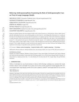 Believing Anthropomorphism: Examining the Role of Anthropomorphic Cues
  on Trust in Large Language Models