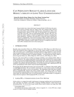 Can Perplexity Reflect Large Language Model's Ability in Long Text
  Understanding?