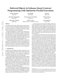 Deferred Objects to Enhance Smart Contract Programming with Optimistic
  Parallel Execution