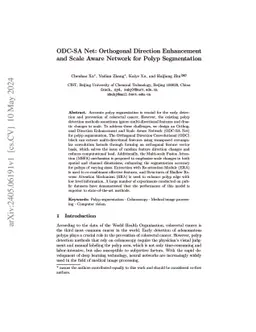 ODC-SA Net: Orthogonal Direction Enhancement and Scale Aware Network for
  Polyp Segmentation