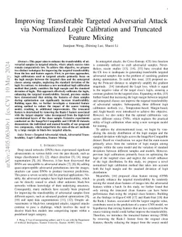 Improving Transferable Targeted Adversarial Attack via Normalized Logit
  Calibration and Truncated Feature Mixing