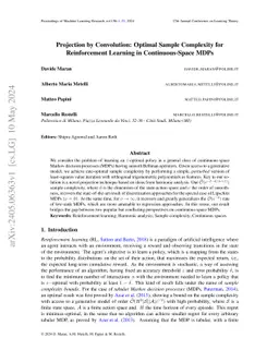 Projection by Convolution: Optimal Sample Complexity for Reinforcement
  Learning in Continuous-Space MDPs