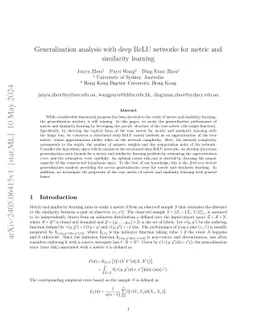 Generalization analysis with deep ReLU networks for metric and
  similarity learning