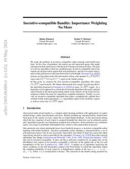 Incentive-compatible Bandits: Importance Weighting No More