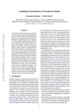 Explaining Text Similarity in Transformer Models