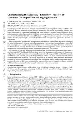 Characterizing the Accuracy - Efficiency Trade-off of Low-rank
  Decomposition in Language Models
