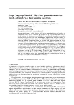 Large Language Model (LLM) AI text generation detection based on
  transformer deep learning algorithm