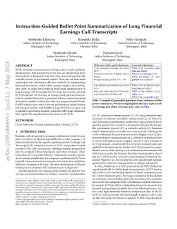 Instruction-Guided Bullet Point Summarization of Long Financial Earnings
  Call Transcripts