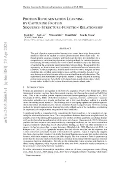 Protein Representation Learning by Capturing Protein
  Sequence-Structure-Function Relationship