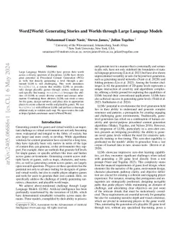 Word2World: Generating Stories and Worlds through Large Language Models