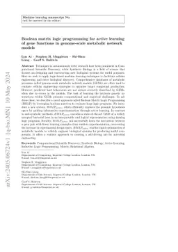 Boolean matrix logic programming for active learning of gene functions in genome-scale metabolic network models
