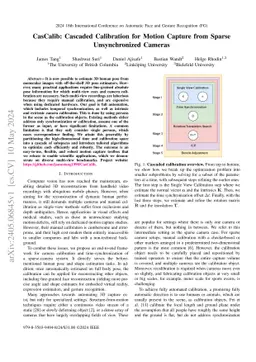 CasCalib: Cascaded Calibration for Motion Capture from Sparse
  Unsynchronized Cameras