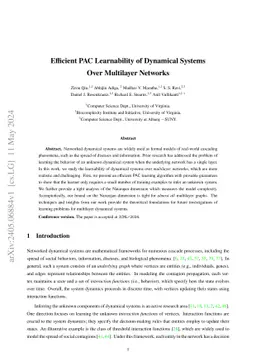 Efficient PAC Learnability of Dynamical Systems Over Multilayer Networks
