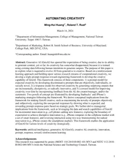 Automating Creativity