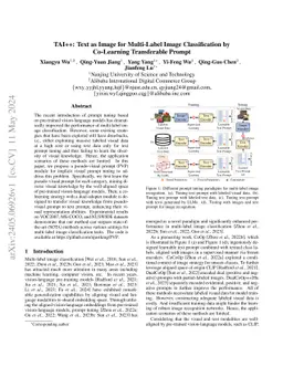 TAI++: Text as Image for Multi-Label Image Classification by Co-Learning
  Transferable Prompt