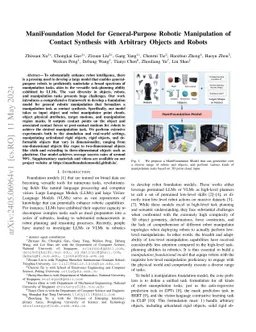 ManiFoundation Model for General-Purpose Robotic Manipulation of Contact
  Synthesis with Arbitrary Objects and Robots
